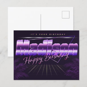 Madison Name Vorname lila Postkarte Geburtstag Postcard