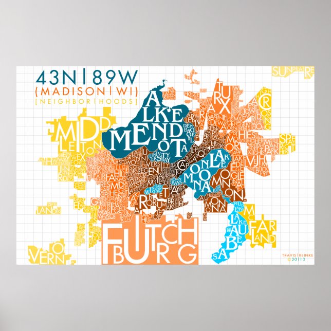 Madison Neighbourhood Typography *UPDATED* Poster (Front)