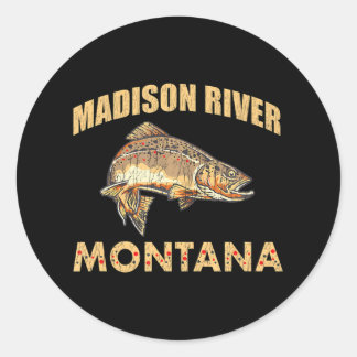 Madison River Montana Brown Trout Fly Fishing Classic Round Sticker