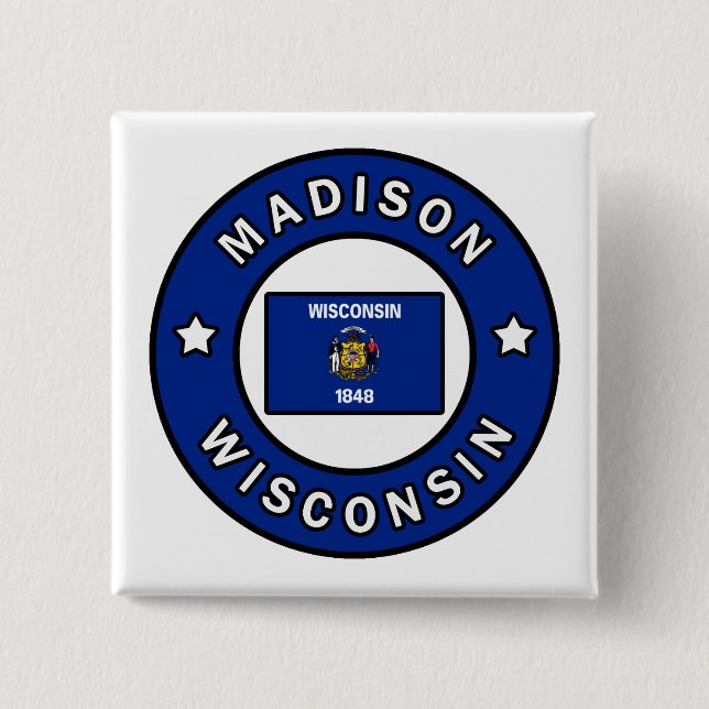 Madison Wisconsin 2 Inch Square Button (Front)