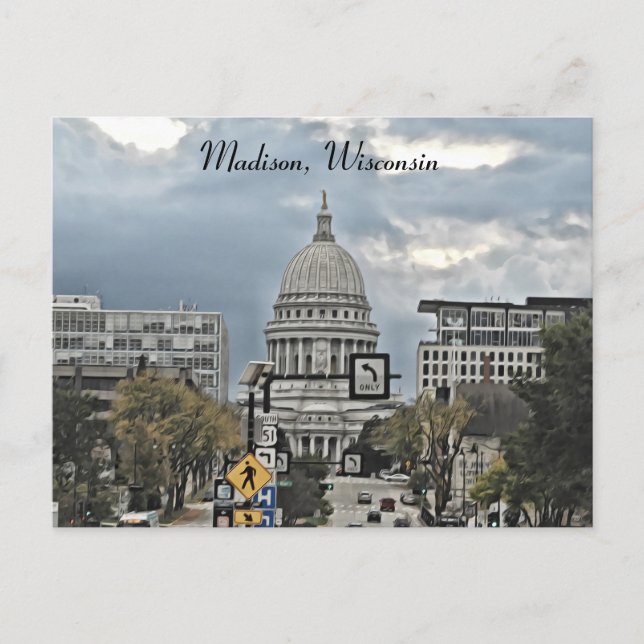 Madison, Wisconsin Capitol Building Photography Postcard (Front)