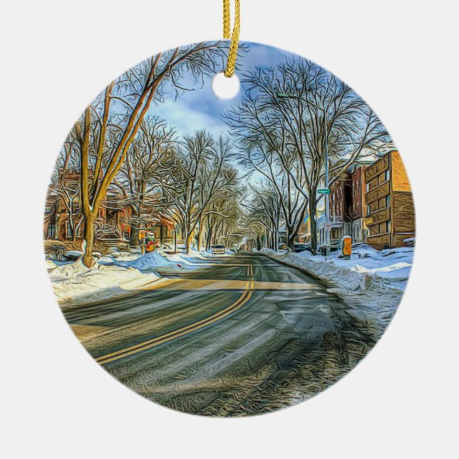Madison, Wisconsin Cheese Head Christmas Keepsake Ceramic Ornament (Front)