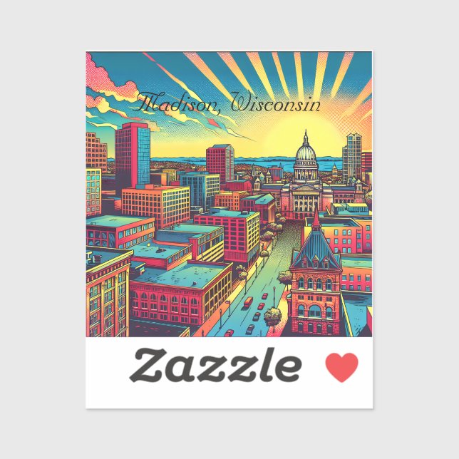Madison, Wisconsin City Skyline at Sunset (Sheet)