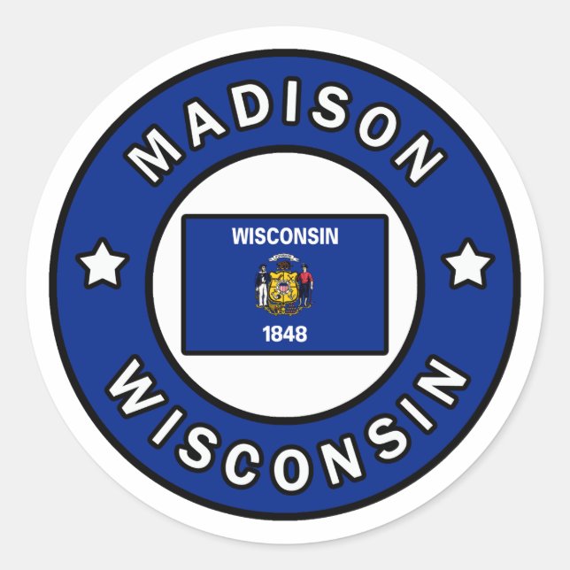 Madison Wisconsin Classic Round Sticker (Front)