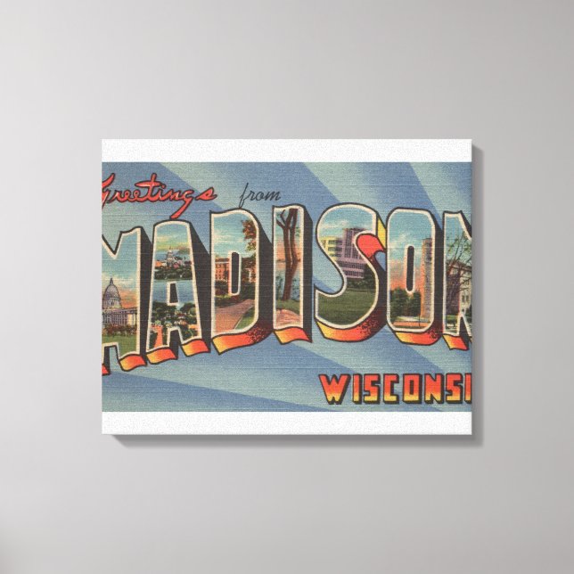 Madison, Wisconsin - Large Letter Scenes Canvas Print (Front)