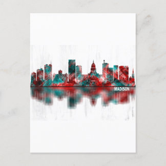 Madison Wisconsin Skyline Holiday Postcard