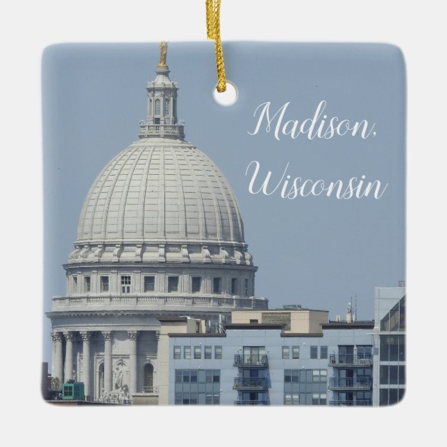 Madison, Wisconsin State Capitol Ceramic Ornament (Front)