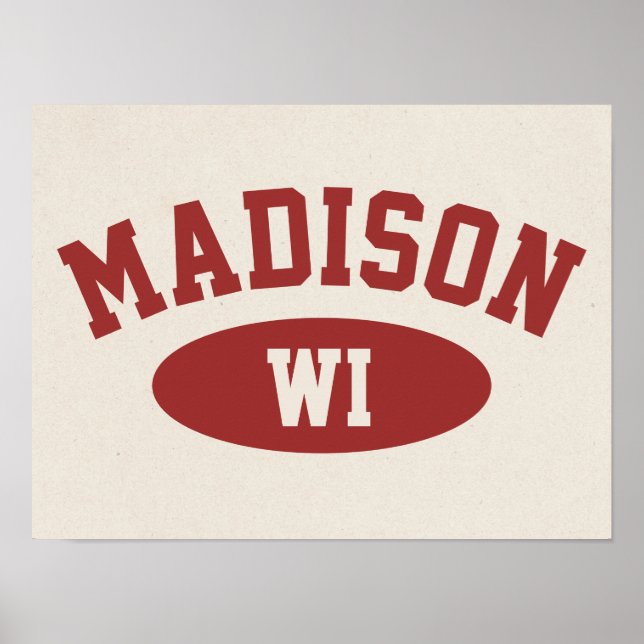 Madison, Wisconsin Vintage Athletic-Style Poster (Front)