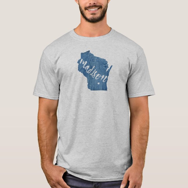 Madison, Wisconsin Wood Grain T-Shirt (Front)