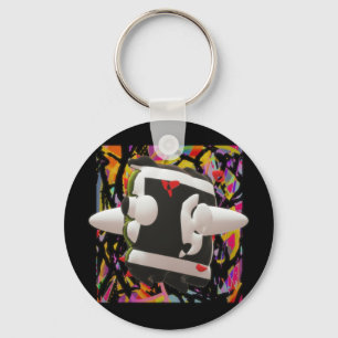 Madness art mosaic deep colours black framed USB Keychain