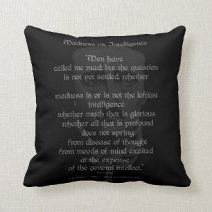 Madness Vs. Intelligence>>Poe Throw Pillow