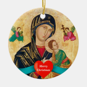 Madona and child Christmas Ceramic Ornament