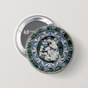 Madonna Adoring the Child by Della Robbia 2 Inch Round Button