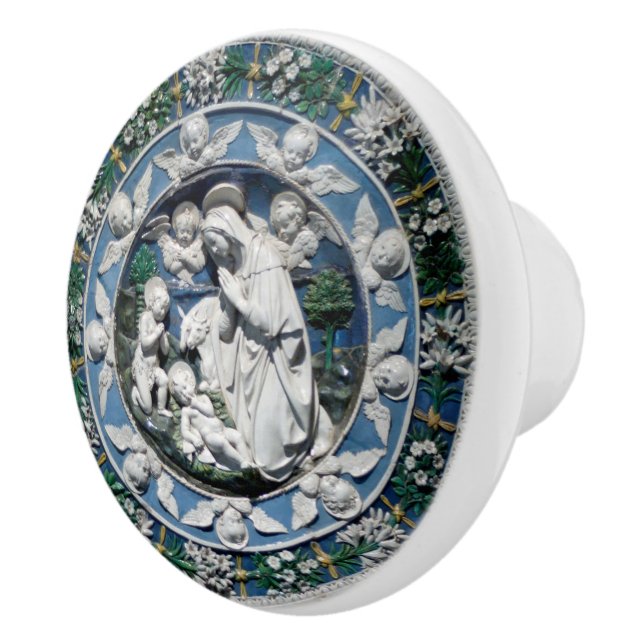 Madonna Adoring the Child by Della Robbia Ceramic Knob (Right)