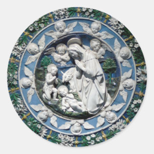 Madonna Adoring the Child by Della Robbia Classic Round Sticker
