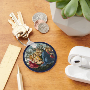 Madonna Adoring the Child with 5 Angels Botticelli Keychain