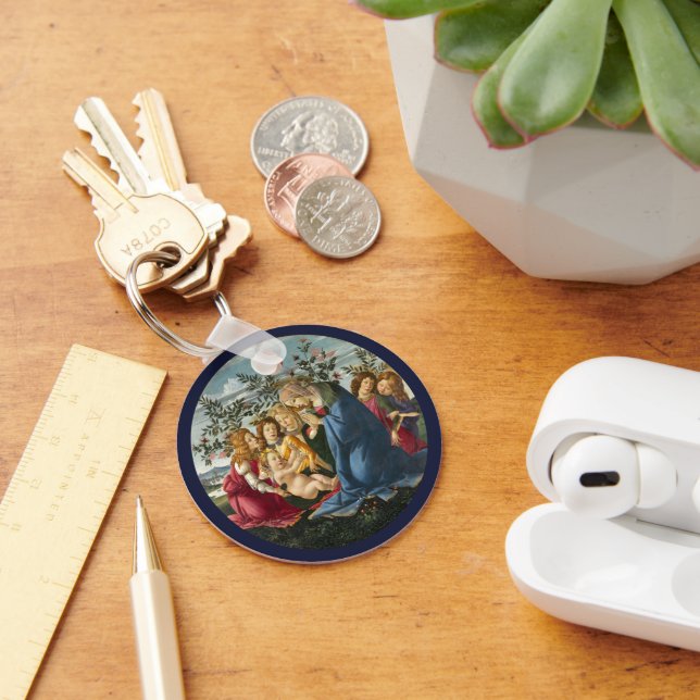 Madonna Adoring the Child with 5 Angels Botticelli Keychain (Desk)