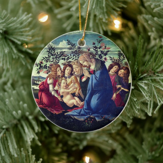 Madonna Adoring the Child with Five Angels Ceramic Ornament (Tree)