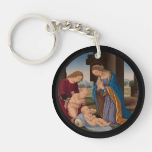 Madonna Adoring the Child with the Infant Saint Keychain