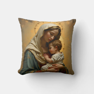 Madonna and baby Jesus 3 Throw Pillow