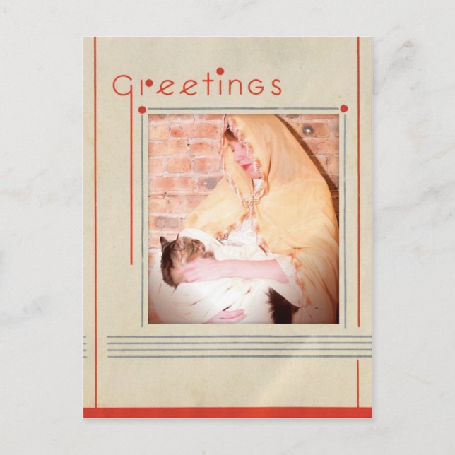 madonna and cat christmas holiday postcard (Front)