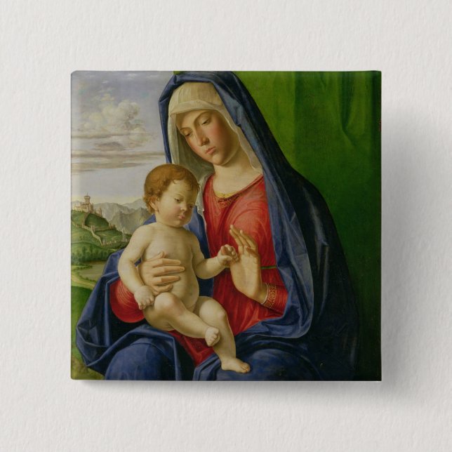 Madonna and Child, 1490s 2 Inch Square Button (Front)