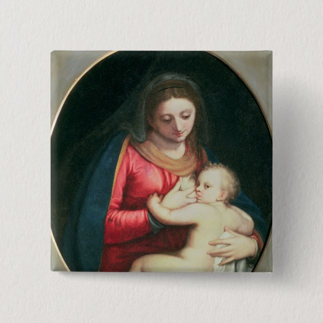 Madonna and Child, 1598 2 Inch Square Button (Front)