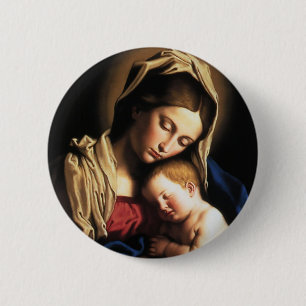 MADONNA AND CHILD 2 INCH ROUND BUTTON