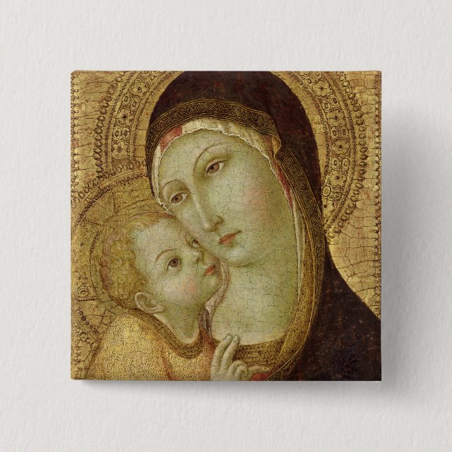 Madonna and Child 2 Inch Square Button (Front)