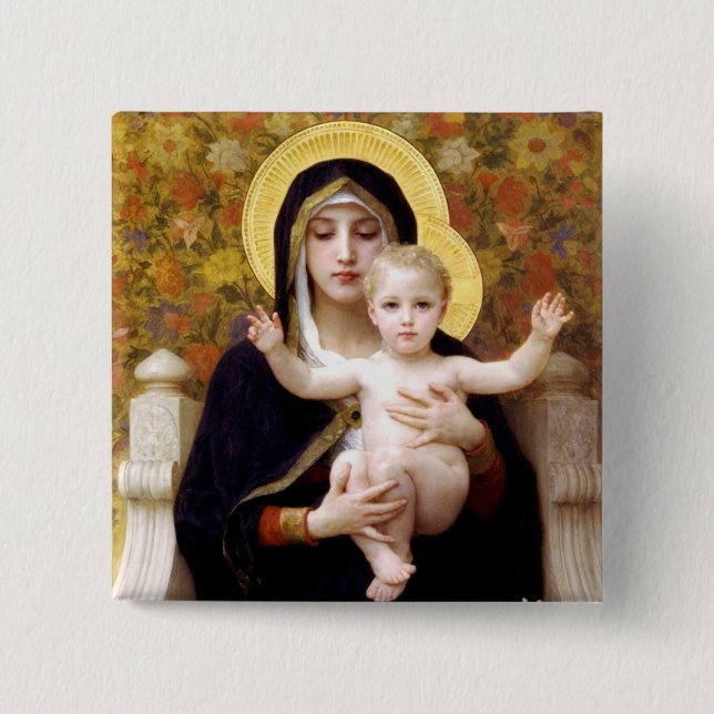 Madonna and Child 2 Inch Square Button (Front)