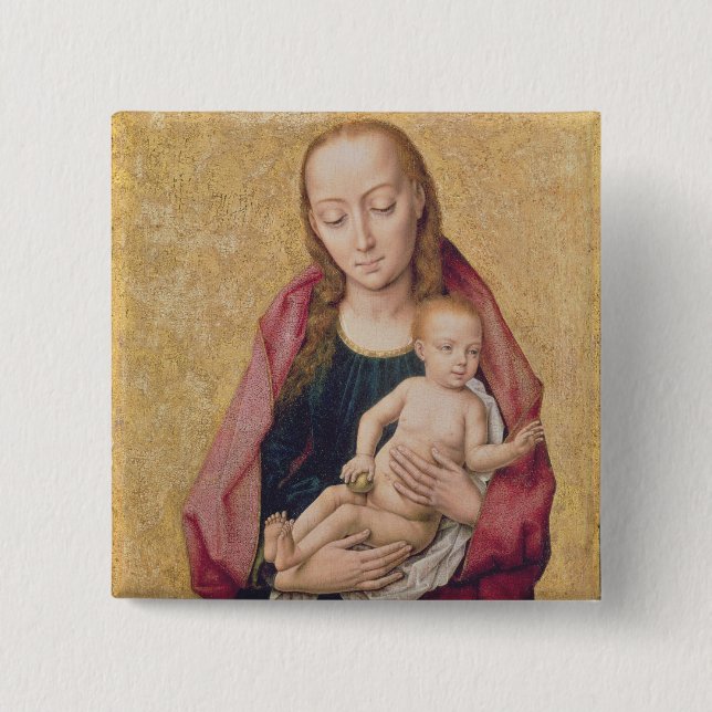 Madonna and Child 2 Inch Square Button (Front)