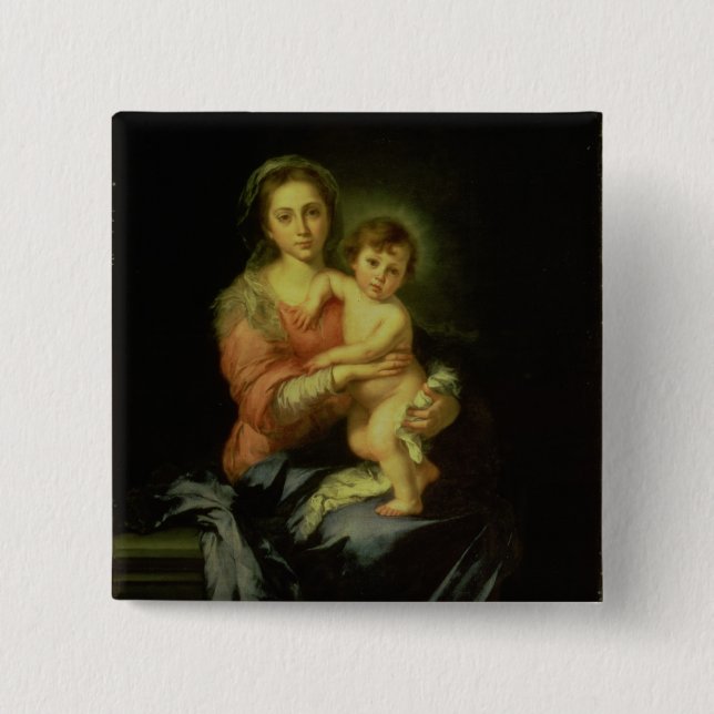 Madonna and Child, after 1638 2 Inch Square Button (Front)