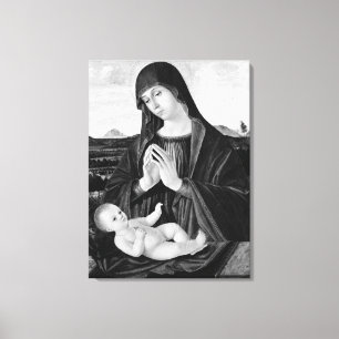 Madonna and Child Black and White Oil Painting Canvas Print