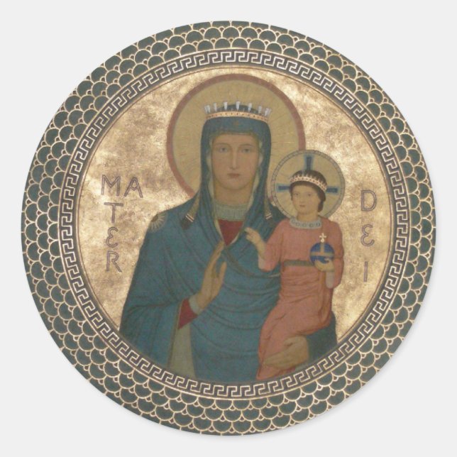 Madonna and Child Classic Round Sticker (Front)
