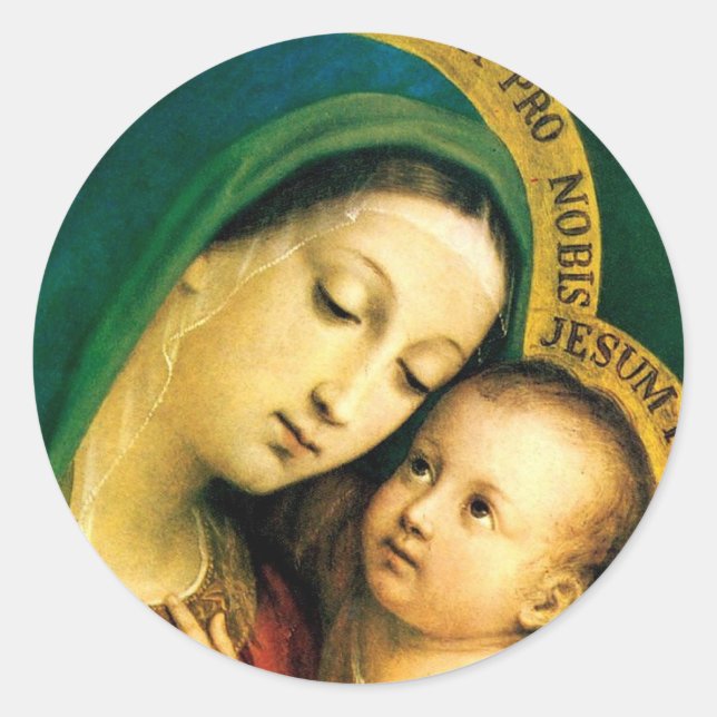 MADONNA AND CHILD CLASSIC ROUND STICKER (Front)