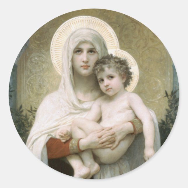Madonna and Child Classic Round Sticker (Front)