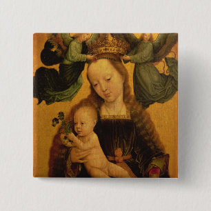 Madonna and Child Crowned by Two Angels, c.1520 2 Inch Square Button