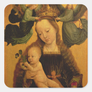 Madonna and Child Crowned by Two Angels, c.1520 Square Sticker