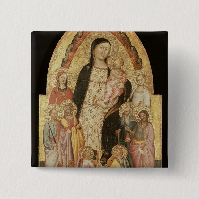 Madonna and Child Enthroned 2 Inch Square Button (Front)