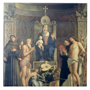 Madonna and Child Enthroned between SS. Francis, J Tile