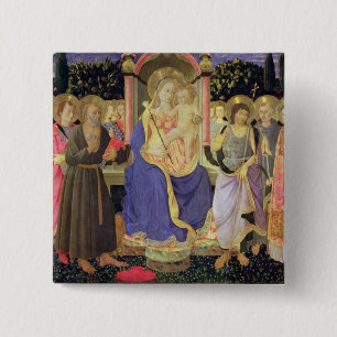 Madonna and Child enthroned with saints (altarpiec 2 Inch Square Button