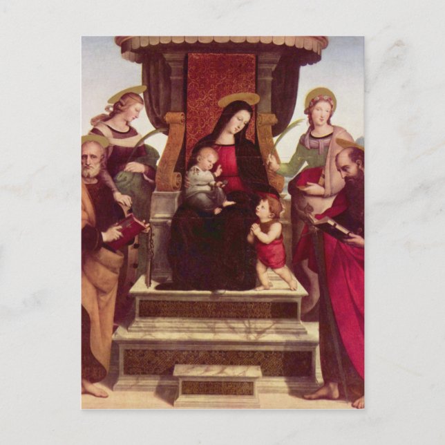 Madonna and Child Enthroned with Saints by Raphael Postcard (Front)