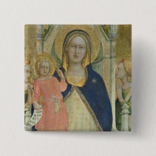 Madonna and Child enthroned with Saints, detail sh 2 Inch Square Button