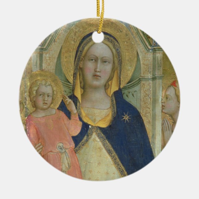Madonna and Child enthroned with Saints, detail sh Ceramic Ornament (Front)