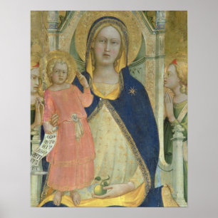 Madonna and Child enthroned with Saints, detail sh Poster