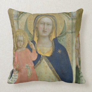 Madonna and Child enthroned with Saints, detail sh Throw Pillow