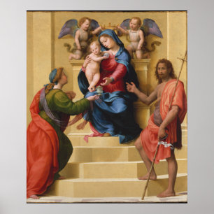 Madonna and Child Enthroned with Saints Mary Poster