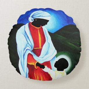 Madonna and child - First steps 2008 Round Pillow