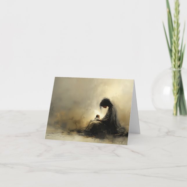 Madonna and Child Folded Card - Blank (Front)