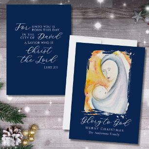 Madonna and Child Glory to God Bible Verse Holiday Card